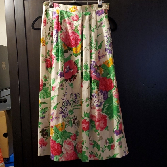 Vintage High-waisted Koret Floral Pleated Skirt - Picture 1 of 5